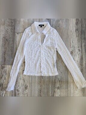 Love 83 White Textured Button-Down Shirt